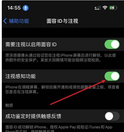 休宁苹果14维修网点分享iPhone14注视感知功能有什么用 